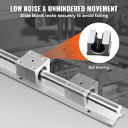 Linear Guide Rail Set, SBR20 2200mm, 2 PCS 86.6 in/2200 mm SBR20 Guide Rails and 4 PCS SBR20UU Slide Blocks, V952-ZXDGSBR20MM22VVOXV0
