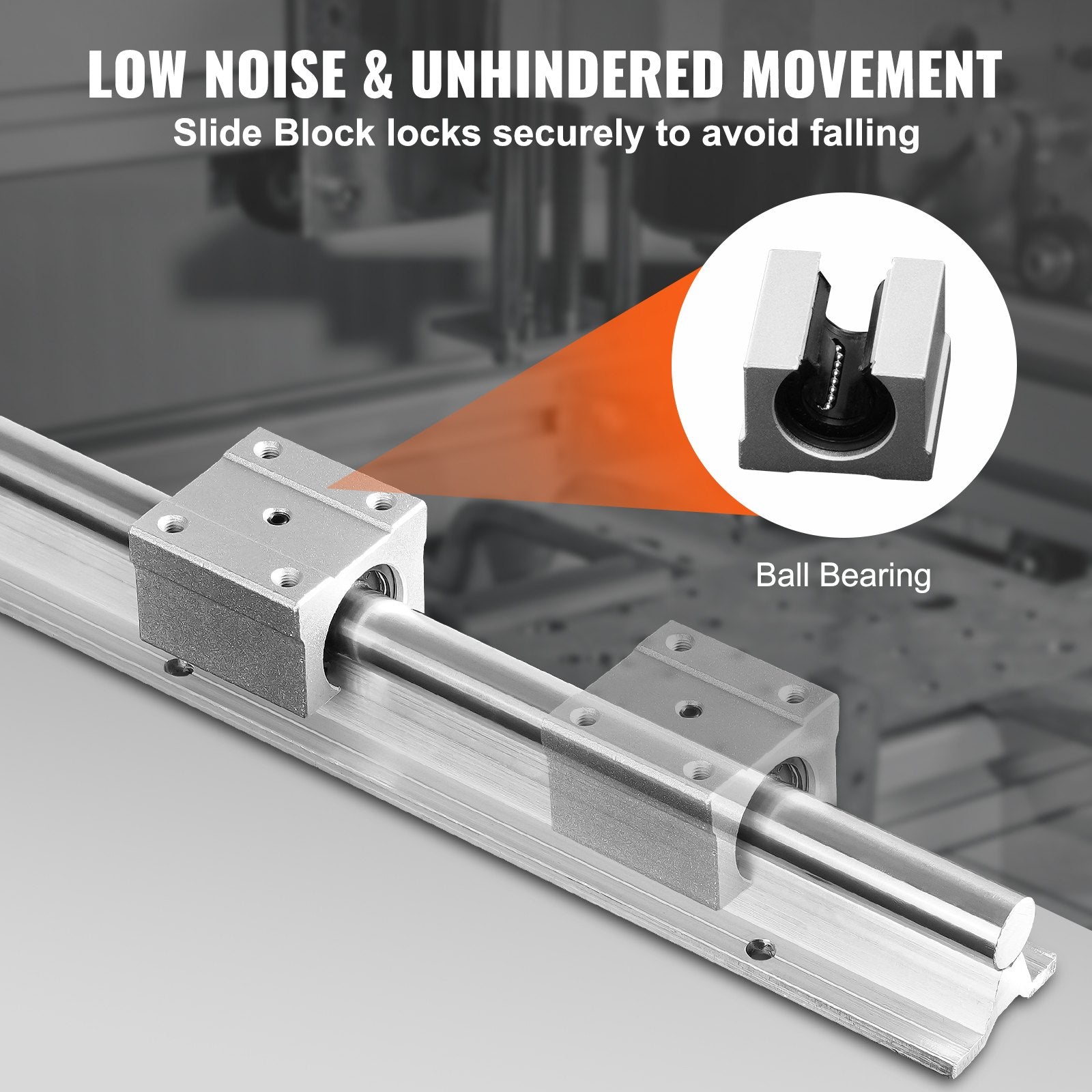 Linear Guide Rail Set, SBR20 800mm, 2 PCS 31.5 in/800 mm SBR20 Guide Rails and 4 PCS SBR20UU Slide Blocks, V952-ZXDGSBR2800MMZ0CIV0
