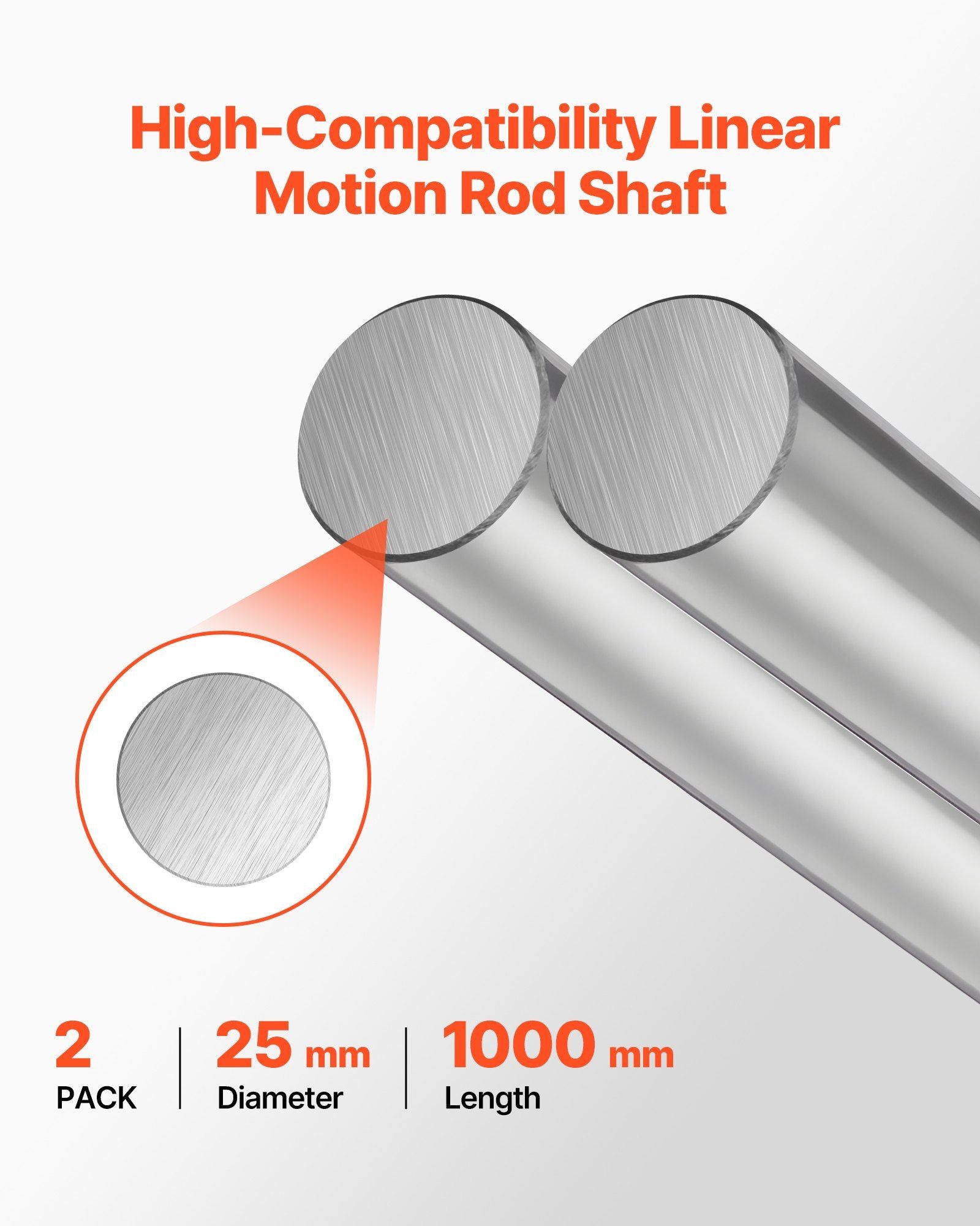 2PCS Linear Motion Rod, 25 mm x 1000 mm (0.98 x 39.4 in), SFC25 Carbon Steel Linear Rod Shaft, Anti Rust and V952-ZXDGSFCGZ25M02BI8001V0
