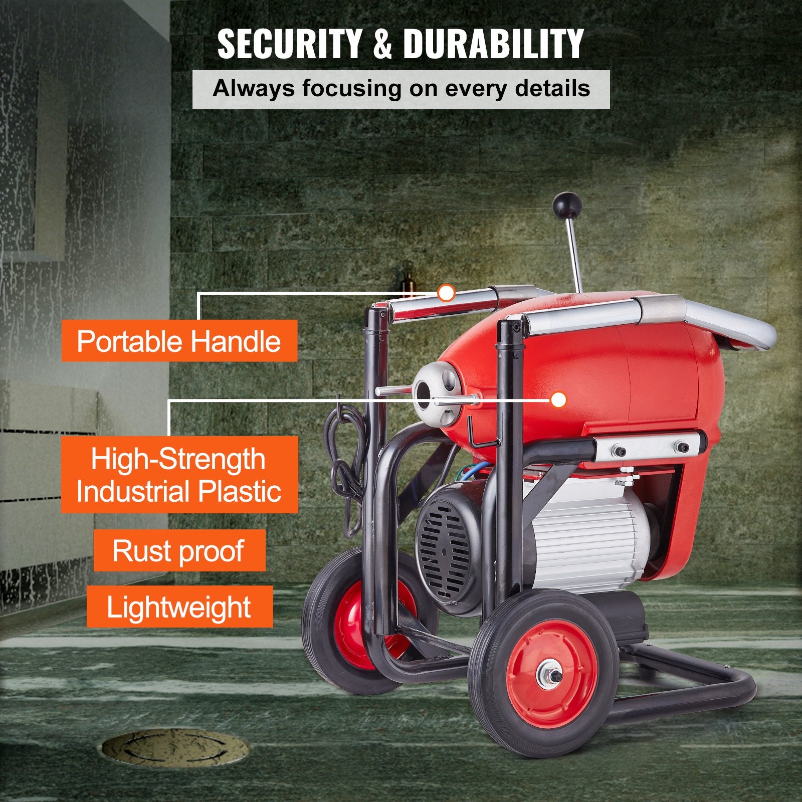 Drain Cleaner Machine 120FT x 6/5" 1100W Sectional Snake Auger Manual Feed V952-ZXFDSGDSTJ11UUQWMV3
