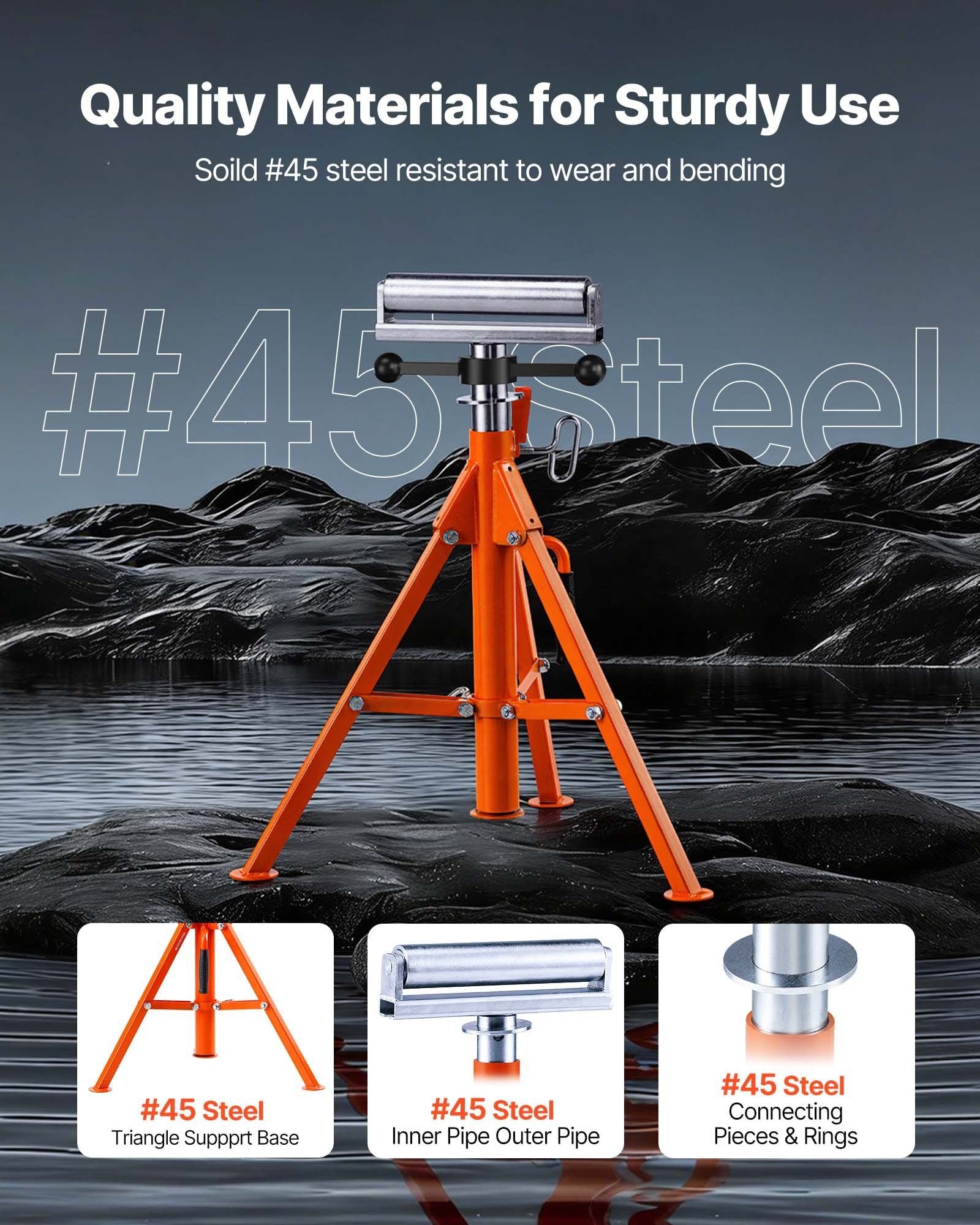 Roller Stand, Heavy Duty 1136 KG Load Capacity, 27.6"-52" Height Adjustable, 45# Steel Folding Roller Support V952-ZXGDZCZJ2852OPWP7V0