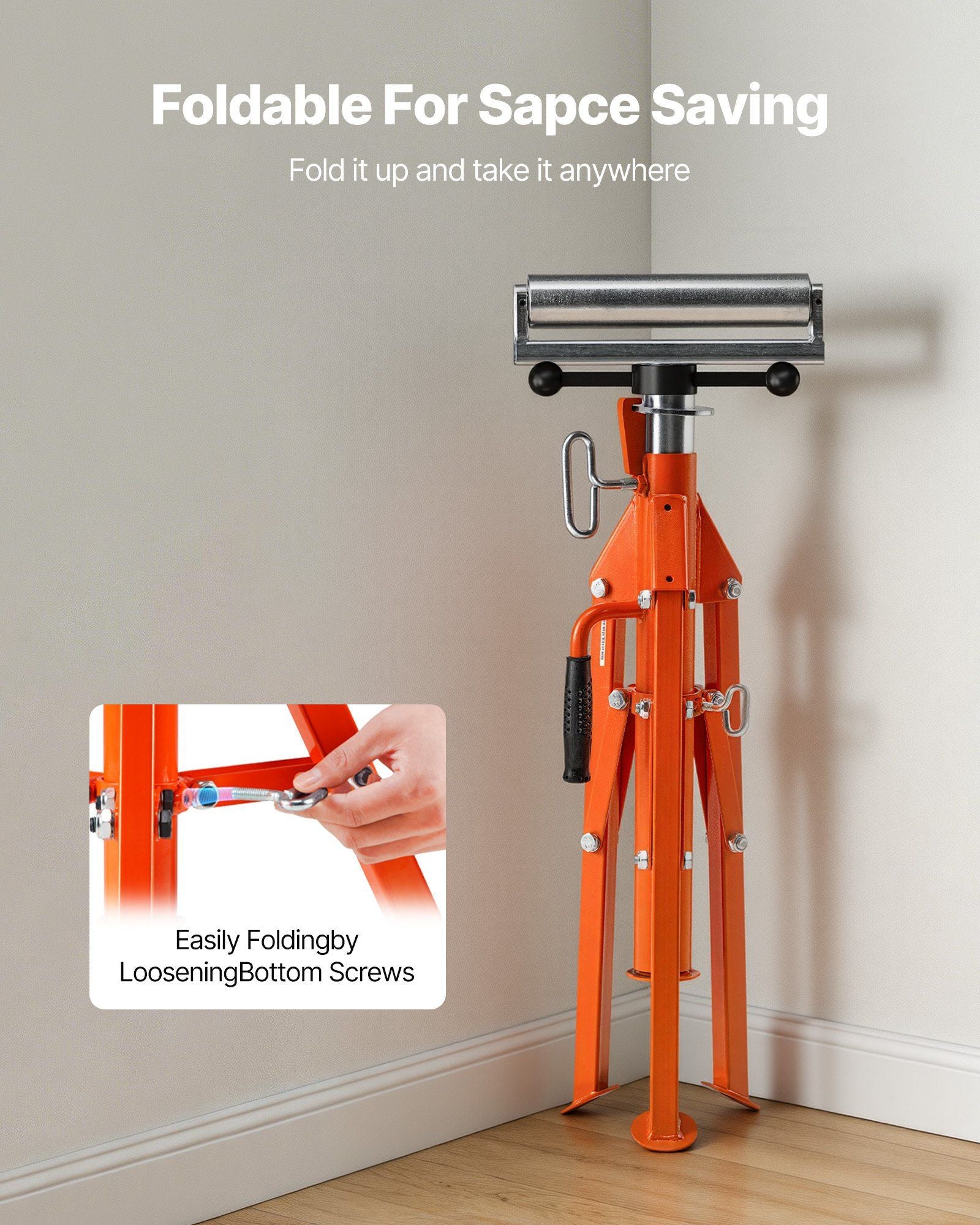 Roller Stand, Heavy Duty 1136 KG Load Capacity, 27.6"-52" Height Adjustable, 45# Steel Folding Roller Support V952-ZXGDZCZJ2852OPWP7V0