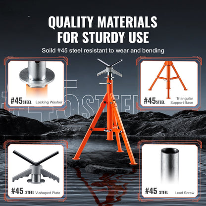 Pipe Stand, 2500LBS Heavy Duty Pipe Jack Stands, 27.2"-52" Height Adjustable V Head Pipe Stand, 45# Steel V952-ZXGDZCZJ2852R9DRBV0