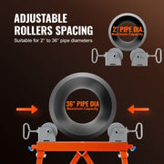 Pipe Stand with Roller Head 2500 LBS Load for 2-36 inches Pipes 45# Steel V952-ZXGDZCZJ35YCQ3B2SV0