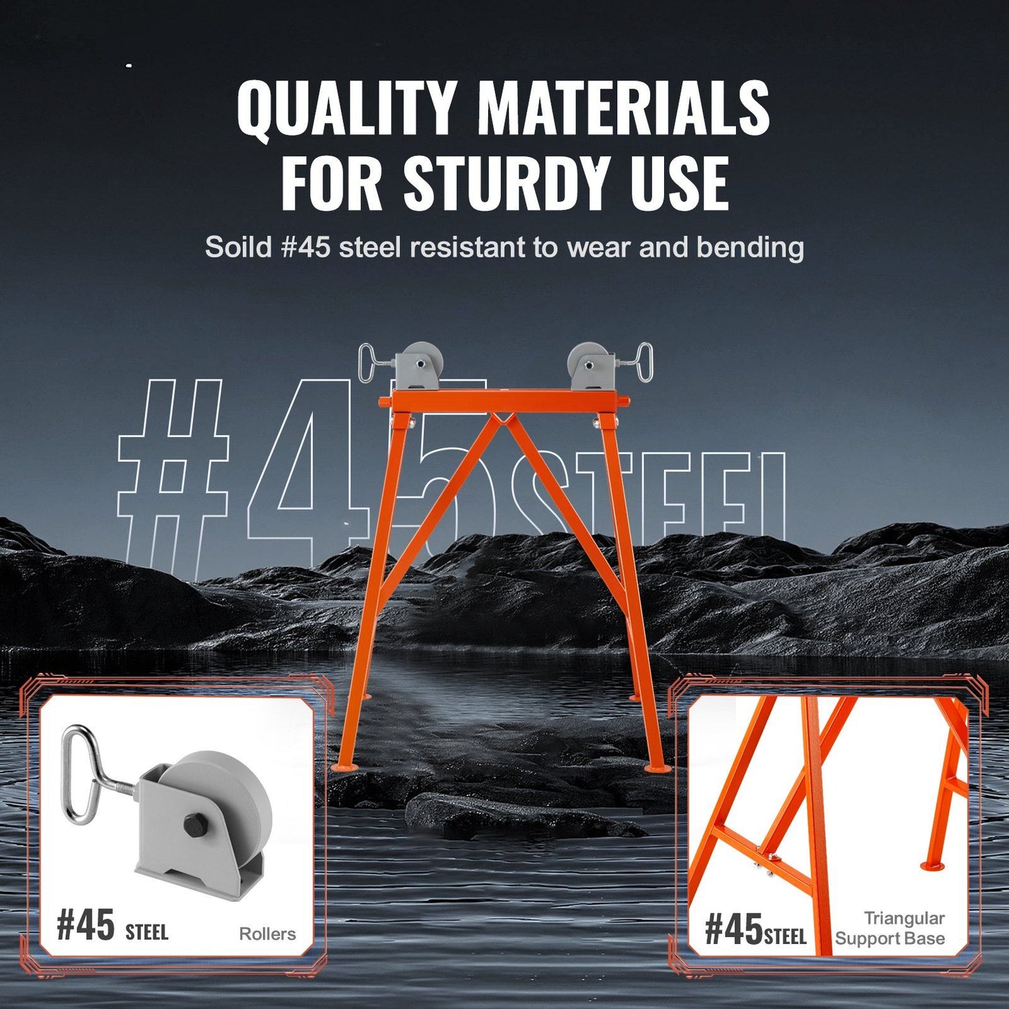 Pipe Stand with Roller Head 2500 LBS Load for 2-36 inches Pipes 45# Steel V952-ZXGDZCZJ35YCQ3B2SV0