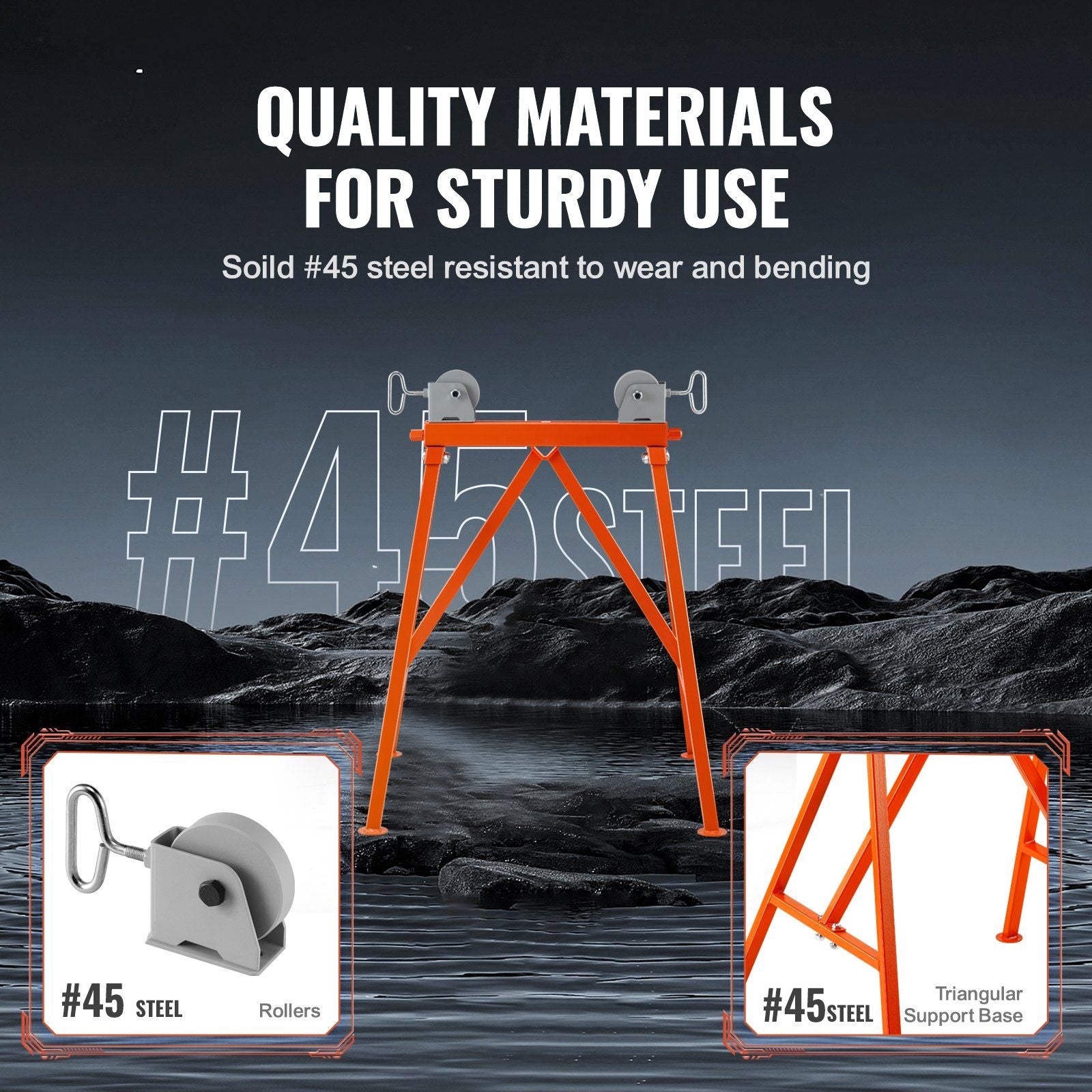 Pipe Stand with Roller Head 2500 LBS Load for 2-36 inches Pipes 45# Steel V952-ZXGDZCZJ35YCQ3B2SV0