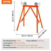Pipe Stand with Roller Head 2500 LBS Load for 2-36 inches Pipes 45# Steel V952-ZXGDZCZJ35YCQ3B2SV0