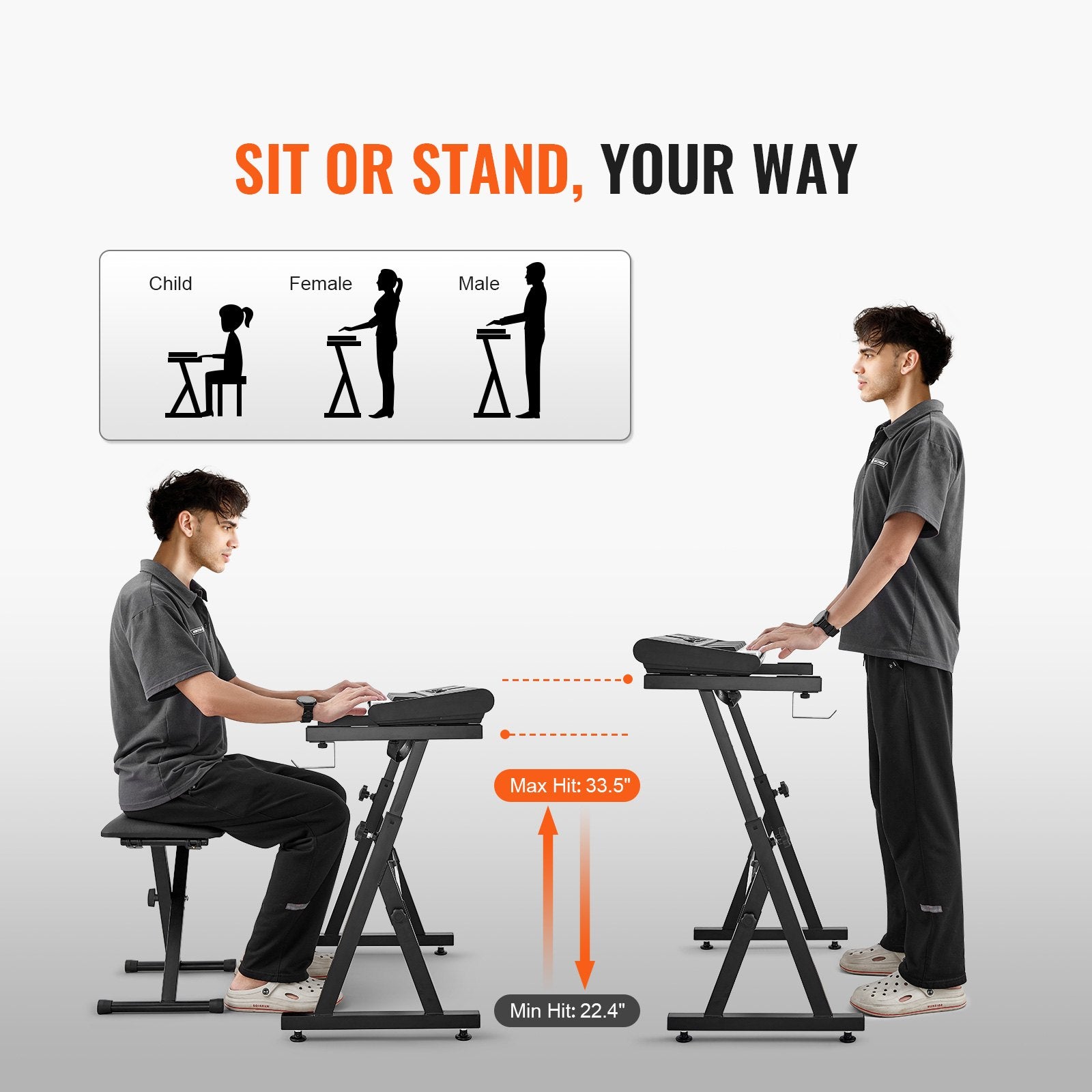 Piano Keyboard Stand and Bench Set, Z Style, Heavy-Duty Digital Piano Music Stand and Seat, 250 lbs Capacity V952-ZXGQJPZJDZZX1ZKY7V0