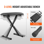 Piano Keyboard Stand and Bench Set, Z Style, Heavy-Duty Digital Piano Music Stand and Seat, 250 lbs Capacity V952-ZXGQJPZJDZZX1ZKY7V0