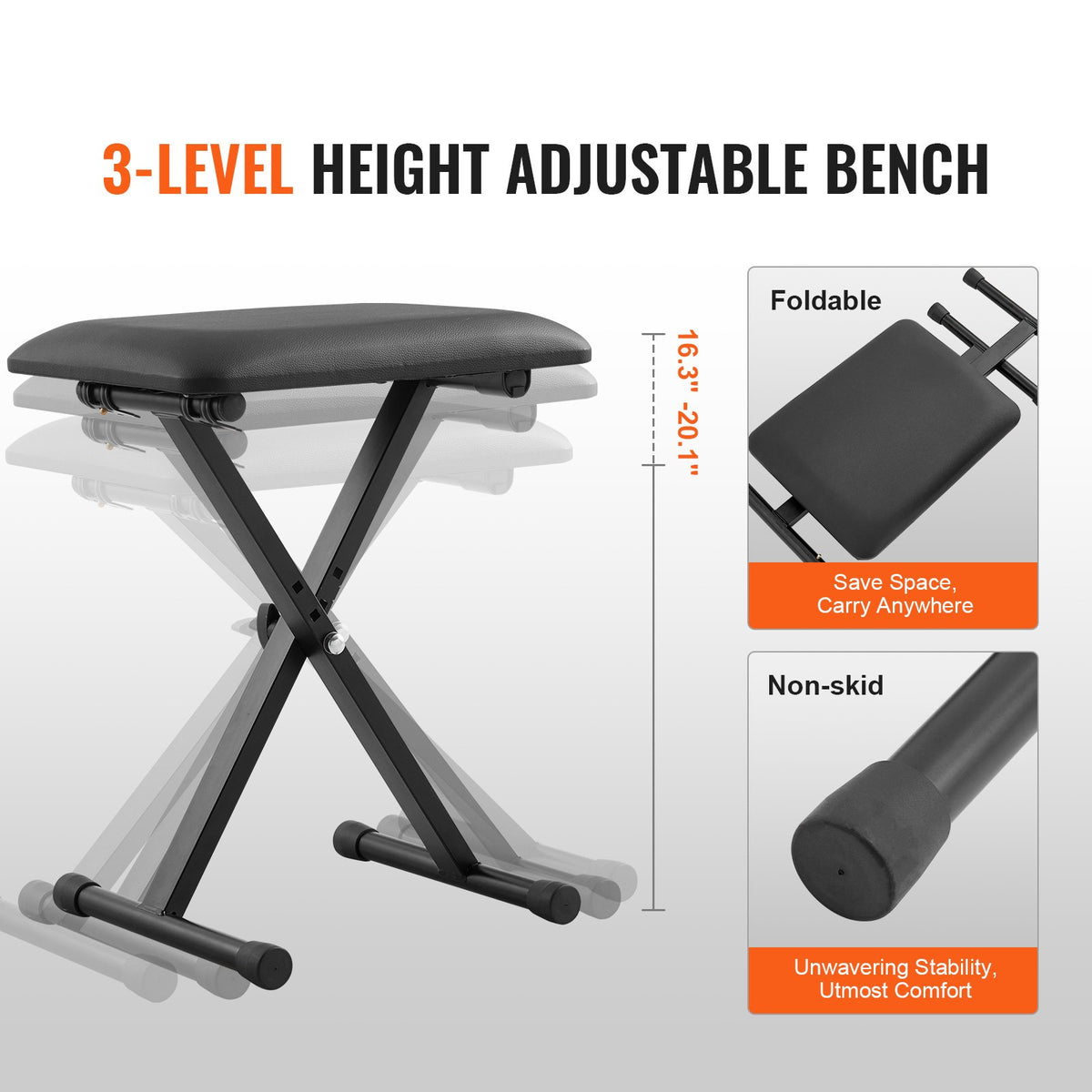 Piano Keyboard Stand and Bench Set, Z Style, Heavy-Duty Digital Piano Music Stand and Seat, 250 lbs Capacity V952-ZXGQJPZJDZZX1ZKY7V0