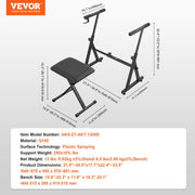 Piano Keyboard Stand and Bench Set, Z Style, Heavy-Duty Digital Piano Music Stand and Seat, 250 lbs Capacity V952-ZXGQJPZJDZZX1ZKY7V0