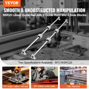 Linear Guide Rail Set, SFC20 1200mm, 2 PCS 47.2 in/1200 mm SFC20 Guide Rails 4 PCS SC20 Slide Blocks 4 PCS V952-ZXH20MM1200MM30G9V0
