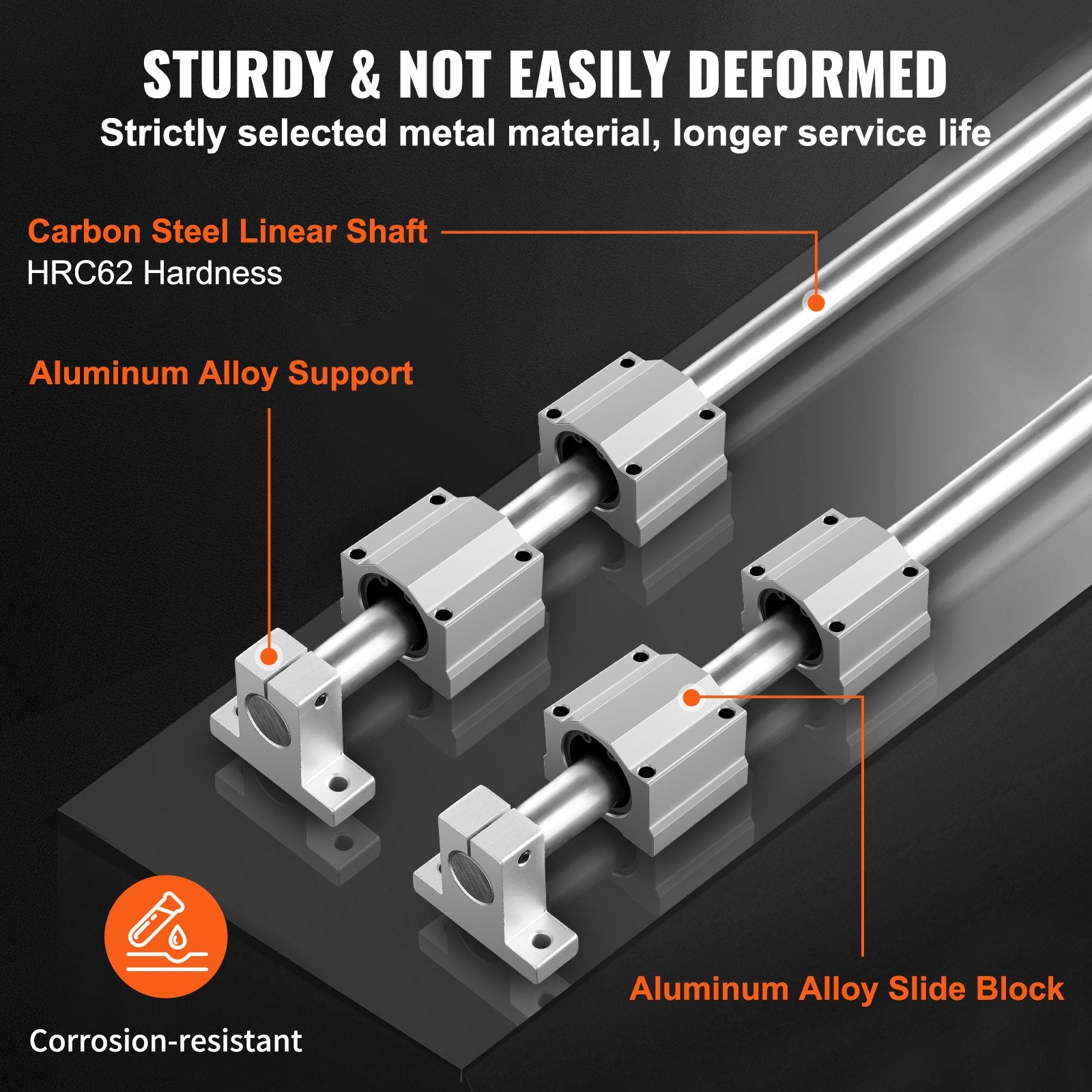 Linear Guide Rail Set, SFC20 1200mm, 2 PCS 47.2 in/1200 mm SFC20 Guide Rails 4 PCS SC20 Slide Blocks 4 PCS V952-ZXH20MM1200MM30G9V0