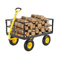 1400 Lbs Steel Garden Cart, Heavy Duty Pullable Garden Wagon Yard Cart, 2 in 1 Outdoor Metal Utility Wagon V952-ZXHYTCHH1400QIBNMV0