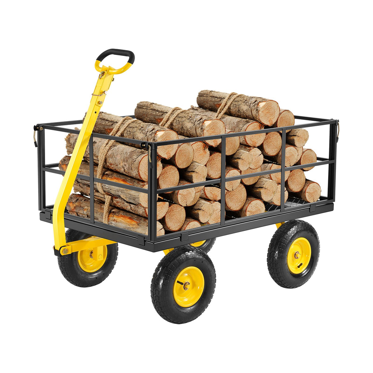 1400 Lbs Steel Garden Cart, Heavy Duty Pullable Garden Wagon Yard Cart, 2 in 1 Outdoor Metal Utility Wagon V952-ZXHYTCHH1400QIBNMV0