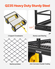 1400 Lbs Steel Garden Cart, Heavy Duty Pullable Garden Wagon Yard Cart, 2 in 1 Outdoor Metal Utility Wagon V952-ZXHYTCHH1400QIBNMV0