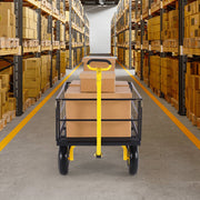1400 Lbs Steel Garden Cart, Heavy Duty Pullable Garden Wagon Yard Cart, 2 in 1 Outdoor Metal Utility Wagon V952-ZXHYTCHH1400QIBNMV0