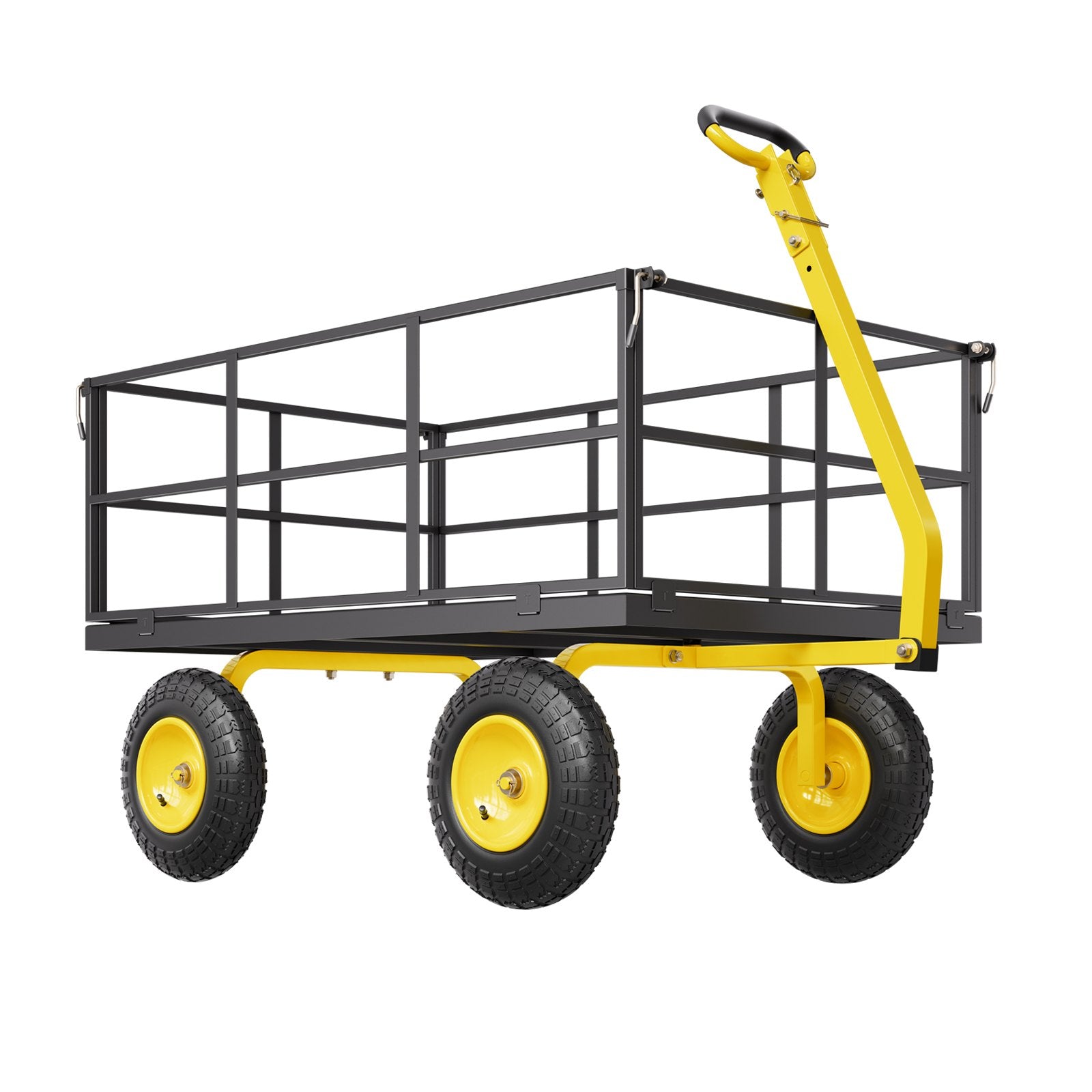 1400 Lbs Steel Garden Cart, Heavy Duty Pullable Garden Wagon Yard Cart, 2 in 1 Outdoor Metal Utility Wagon V952-ZXHYTCHH1400QIBNMV0