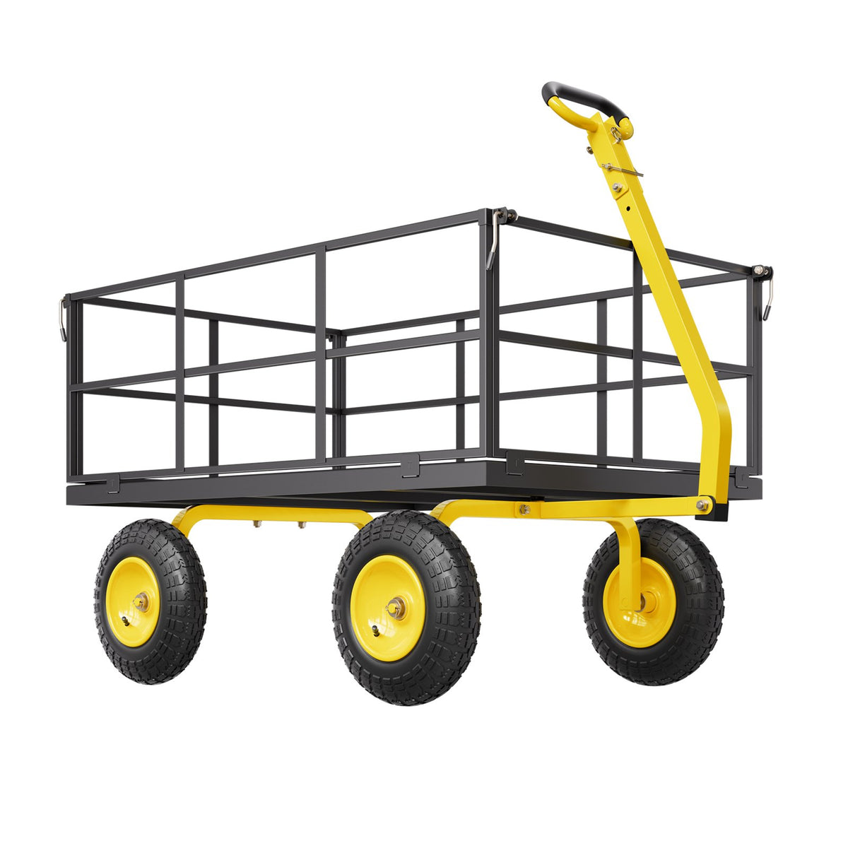 1400 Lbs Steel Garden Cart, Heavy Duty Pullable Garden Wagon Yard Cart, 2 in 1 Outdoor Metal Utility Wagon V952-ZXHYTCHH1400QIBNMV0
