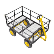 1400 Lbs Steel Garden Cart, Heavy Duty Pullable Garden Wagon Yard Cart, 2 in 1 Outdoor Metal Utility Wagon V952-ZXHYTCHH1400QIBNMV0