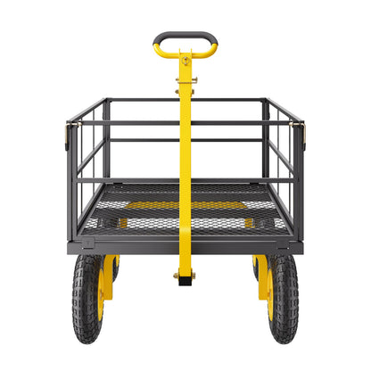 1400 Lbs Steel Garden Cart, Heavy Duty Pullable Garden Wagon Yard Cart, 2 in 1 Outdoor Metal Utility Wagon V952-ZXHYTCHH1400QIBNMV0