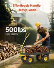 500 Lbs Steel Garden Cart, Heavy Duty Garden Wagon Cart Pullable on Wheels, Metal Yard Utility Wagon Carts V952-ZXHYTCHH500LVP7EBV0