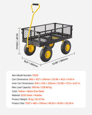 500 Lbs Steel Garden Cart, Heavy Duty Garden Wagon Cart Pullable on Wheels, Metal Yard Utility Wagon Carts V952-ZXHYTCHH500LVP7EBV0