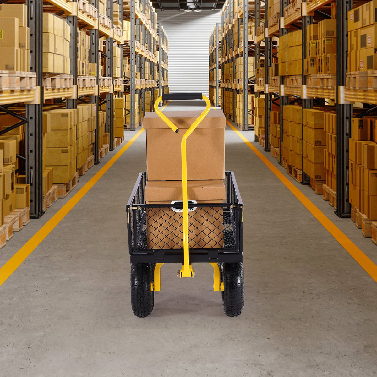 500 Lbs Steel Garden Cart, Heavy Duty Garden Wagon Cart Pullable on Wheels, Metal Yard Utility Wagon Carts V952-ZXHYTCHH500LVP7EBV0
