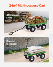 680 Lbs Steel Garden Cart on Wheels, Heavy Duty Garden Wagon Cart Pullable, Metal Outdoor Utility Yard Wagon V952-ZXHYTCHH680LDM4Y8V0
