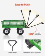 680 Lbs Steel Garden Cart on Wheels, Heavy Duty Garden Wagon Cart Pullable, Metal Outdoor Utility Yard Wagon V952-ZXHYTCHH680LDM4Y8V0
