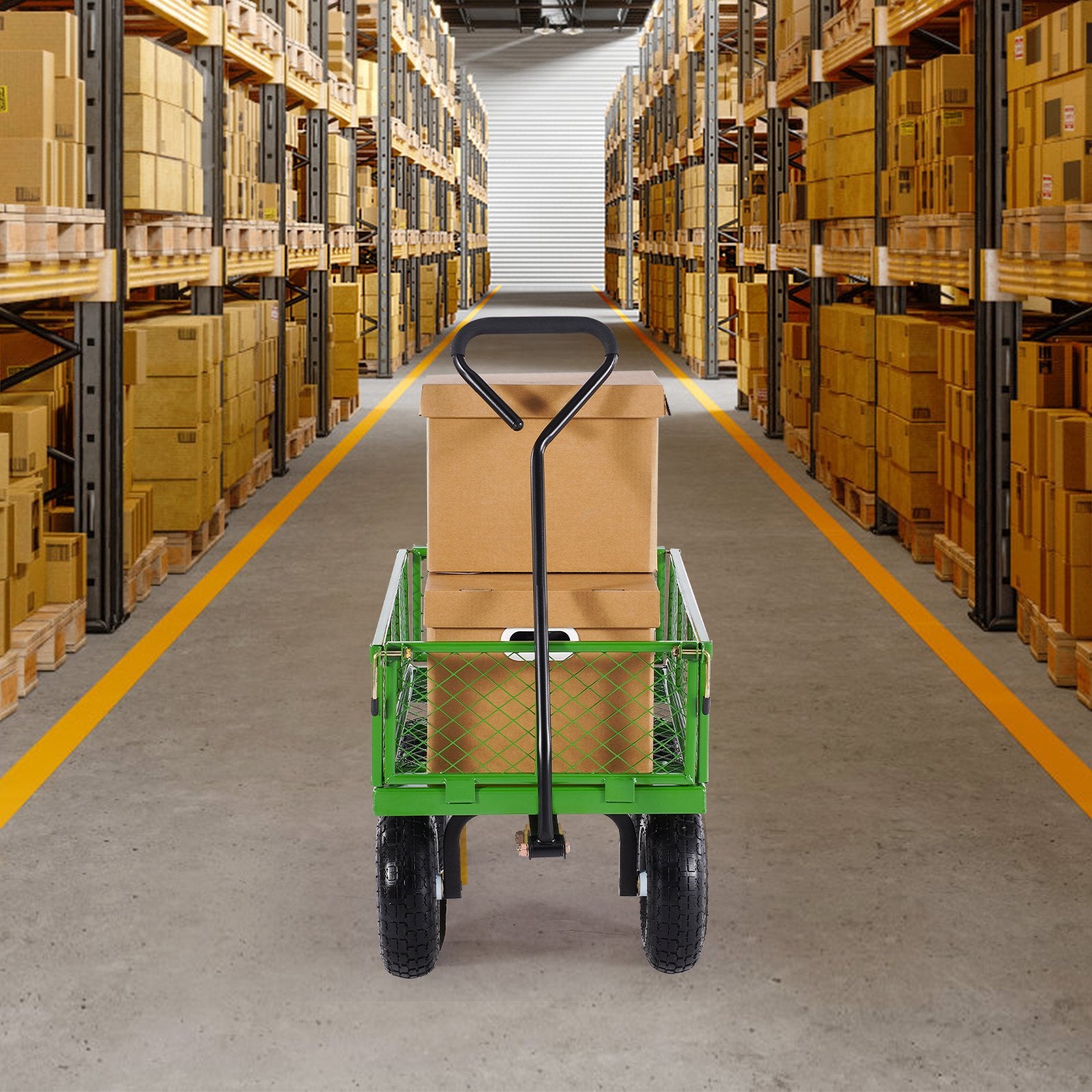 680 Lbs Steel Garden Cart on Wheels, Heavy Duty Garden Wagon Cart Pullable, Metal Outdoor Utility Yard Wagon V952-ZXHYTCHH680LDM4Y8V0