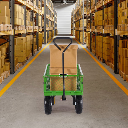 680 Lbs Steel Garden Cart on Wheels, Heavy Duty Garden Wagon Cart Pullable, Metal Outdoor Utility Yard Wagon V952-ZXHYTCHH680LDM4Y8V0