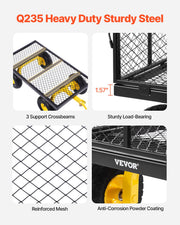 900 Lbs Heavy Duty Steel Garden Cart, Garden Wagon Cart on Wheels, Outdoor Metal Yard Utility Wagon Carts V952-ZXHYTCHH900L1UA7KV0