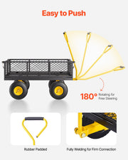 900 Lbs Heavy Duty Steel Garden Cart, Garden Wagon Cart on Wheels, Outdoor Metal Yard Utility Wagon Carts V952-ZXHYTCHH900L1UA7KV0