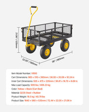 900 Lbs Heavy Duty Steel Garden Cart, Garden Wagon Cart on Wheels, Outdoor Metal Yard Utility Wagon Carts V952-ZXHYTCHH900L1UA7KV0