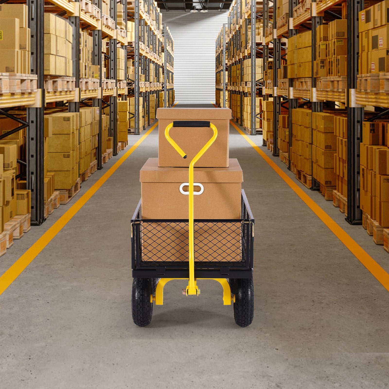 900 Lbs Heavy Duty Steel Garden Cart, Garden Wagon Cart on Wheels, Outdoor Metal Yard Utility Wagon Carts V952-ZXHYTCHH900L1UA7KV0