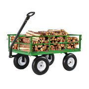 1200 Lbs Steel Garden Cart, Heavy Duty Pullable Garden Wagon Yard Cart, 2 in 1 Outdoor Metal Utility Wagon V952-ZXHYTCLS1200CPJJEV0