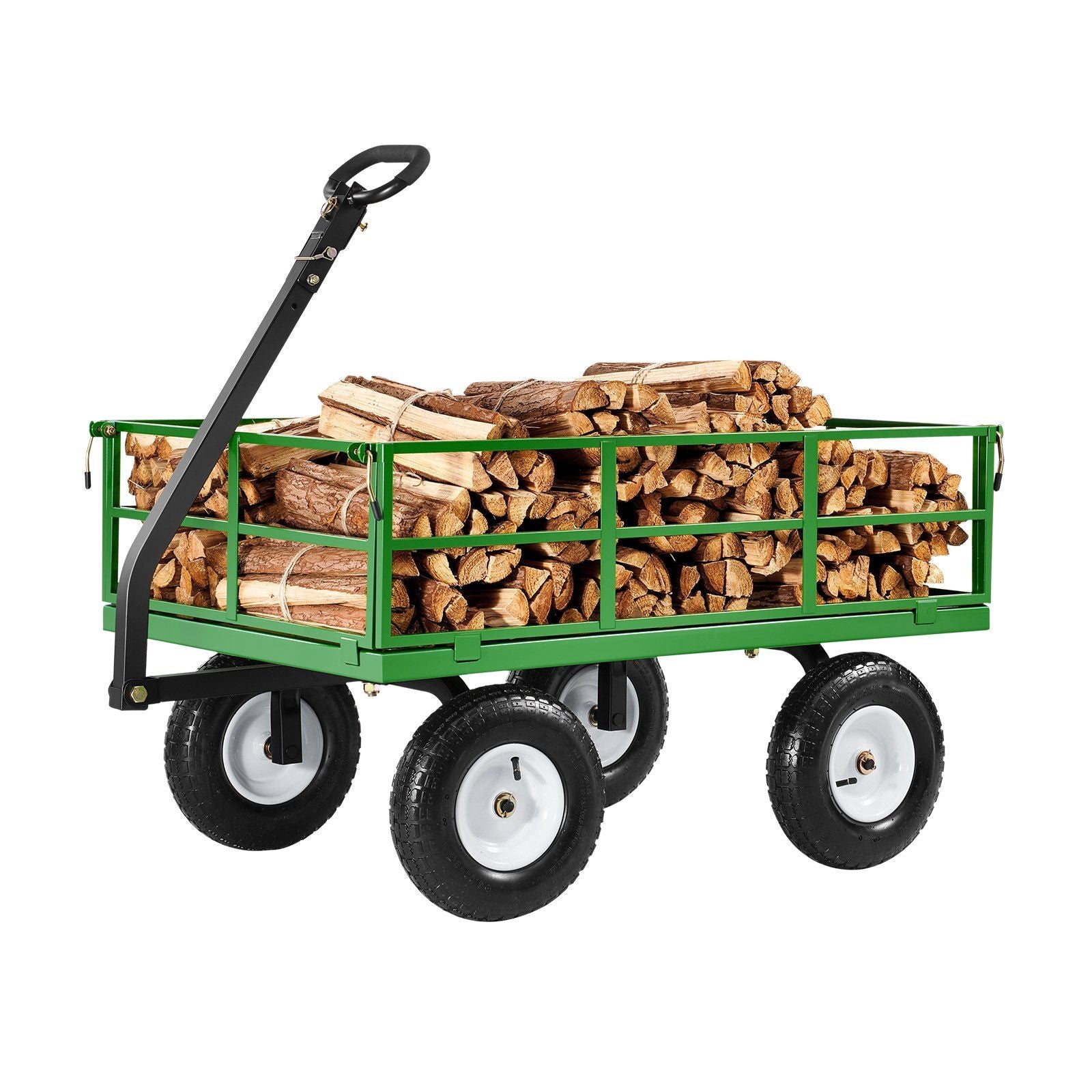 1200 Lbs Steel Garden Cart, Heavy Duty Pullable Garden Wagon Yard Cart, 2 in 1 Outdoor Metal Utility Wagon V952-ZXHYTCLS1200CPJJEV0