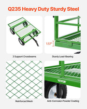 1200 Lbs Steel Garden Cart, Heavy Duty Pullable Garden Wagon Yard Cart, 2 in 1 Outdoor Metal Utility Wagon V952-ZXHYTCLS1200CPJJEV0