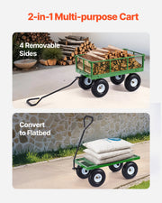 900 Lbs Steel Garden Cart on Wheels, Heavy Duty Pullable Garden Wagon Yard Cart, Outdoor Metal Utility Wagon V952-ZXHYTCLS900BG0TN3V0