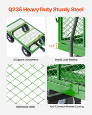 900 Lbs Steel Garden Cart on Wheels, Heavy Duty Pullable Garden Wagon Yard Cart, Outdoor Metal Utility Wagon V952-ZXHYTCLS900BG0TN3V0