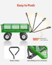 900 Lbs Steel Garden Cart on Wheels, Heavy Duty Pullable Garden Wagon Yard Cart, Outdoor Metal Utility Wagon V952-ZXHYTCLS900BG0TN3V0