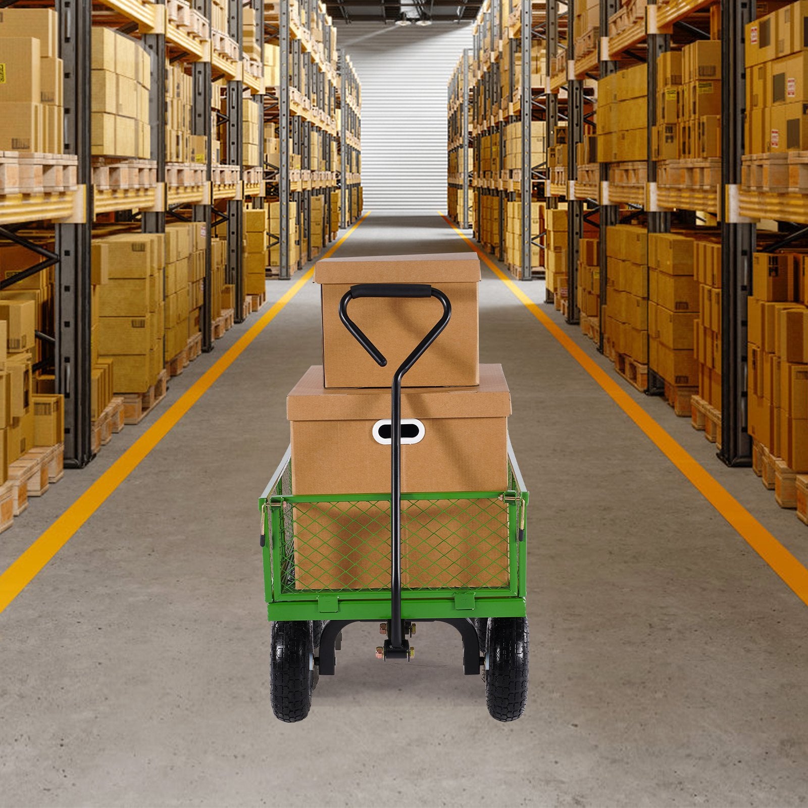 900 Lbs Steel Garden Cart on Wheels, Heavy Duty Pullable Garden Wagon Yard Cart, Outdoor Metal Utility Wagon V952-ZXHYTCLS900BG0TN3V0