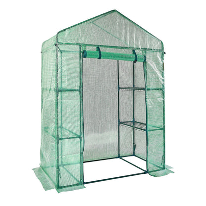 Walk-in Green House, 4.6 x 2.4 x 6.7 ft Greenhouse with Shelves, Set Up in Minutes, High Strength PE Cover V952-ZXJZWSFMTCGLSKFP5V0