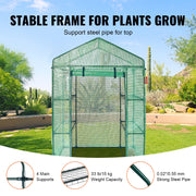 Walk-in Green House, 4.6 x 2.4 x 6.7 ft Greenhouse with Shelves, Set Up in Minutes, High Strength PE Cover V952-ZXJZWSFMTCGLSKFP5V0