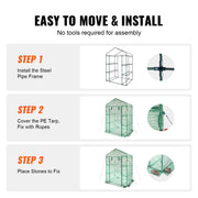 Walk-in Green House, 4.6 x 2.4 x 6.7 ft Greenhouse with Shelves, Set Up in Minutes, High Strength PE Cover V952-ZXJZWSFMTCGLSKFP5V0