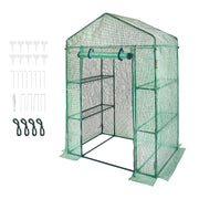 Walk-in Green House, 4.6 x 2.4 x 6.7 ft Greenhouse with Shelves, Set Up in Minutes, High Strength PE Cover V952-ZXJZWSFMTCGLSKFP5V0