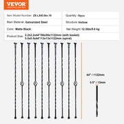 Staircase Metal Balusters, 44'' x 1/2" Galvanized Steel Decorative Banister Spindles, 10 Pack Deck Baluster V952-ZXKLGZ10G43835UVDV0