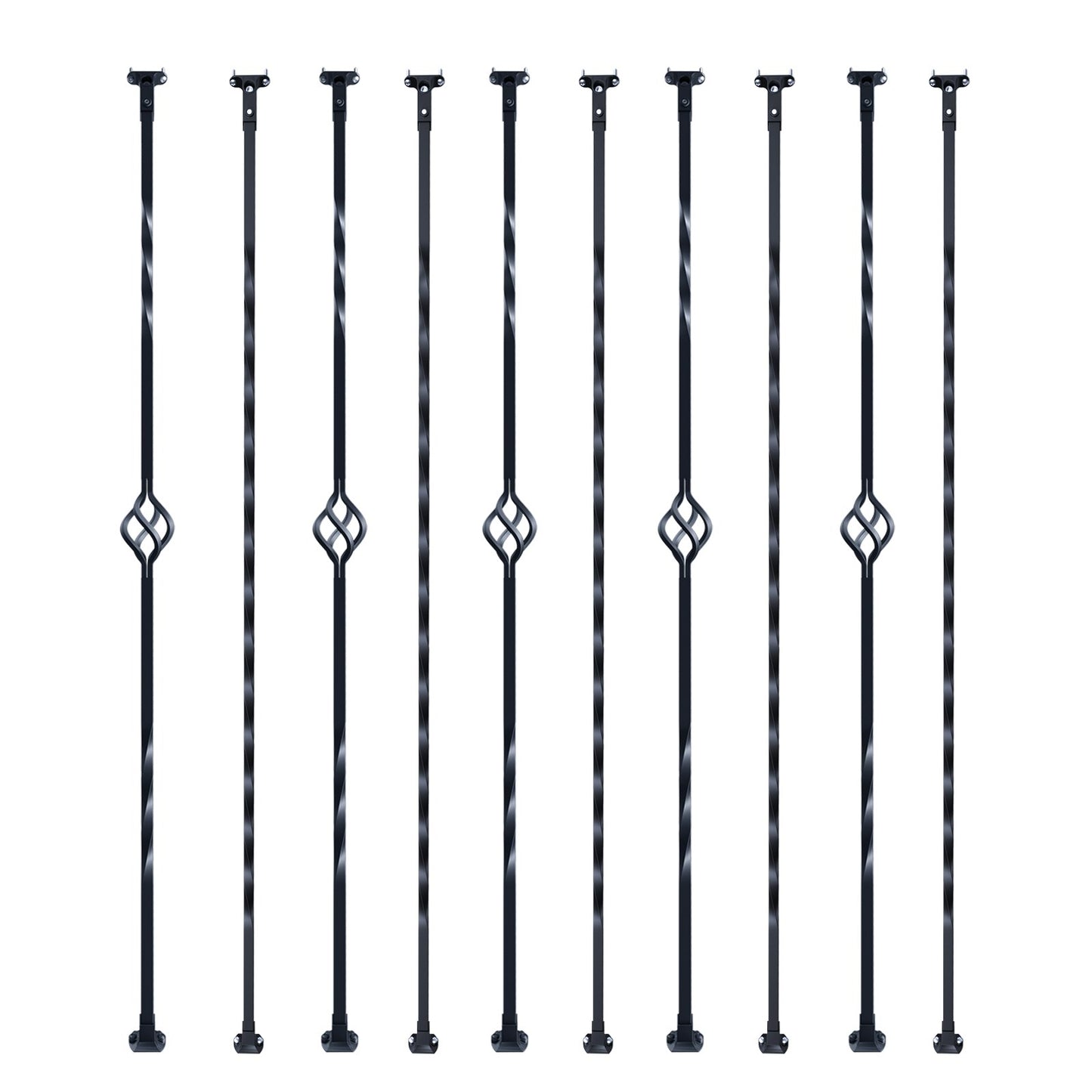 Staircase Metal Balusters, 44'' x 1/2" Galvanized Steel Decorative Banister Spindles, 10 Pack Deck Baluster V952-ZXKLGZ10G43835UVDV0