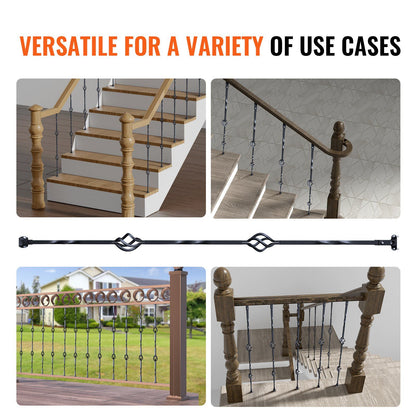 Staircase Metal Balusters, 44'' x 1/2" Galvanized Steel Decorative Banister Spindles, 10 Pack Deck Baluster V952-ZXKLGZ44YC103UJY9V0